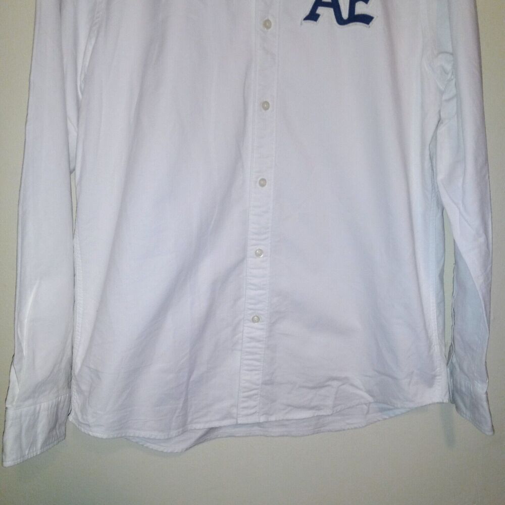 American Eagle Embroidered Logo Button Down Shirt-Large-Oxford-White-Navy - Picture 4 of 10